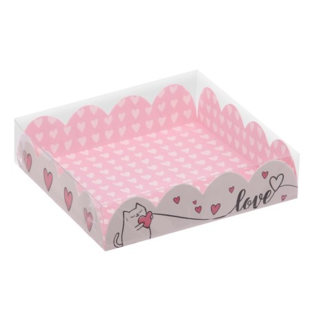 Cookie box, confectionery packaging with PVC lid, Love, 13 x 13 x 3 cm-2