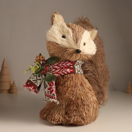 Decor "New Year's Fox in a knitted scarf" 13x25x24 cm-3