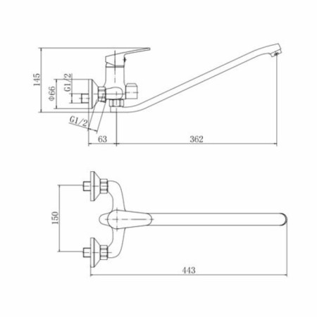 Fashun A2215 bath mixer, single -leaf, pour 360 mm, with a shower set, chrome-1