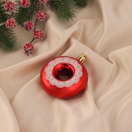 Christmas tree decoration "Donut with a strip" (set 2 pcs) 7x6, red-1