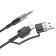 Cable Hoco UPA23, 2 V 1, Type -C+USB - Jack 3.5 mm (M), 1 m, nylon, gray
