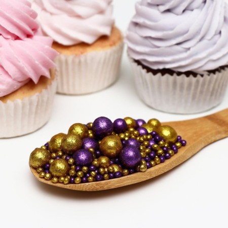 Sprinking confectionery with glitter "Brill": gold, purple, 1.5 kg-1