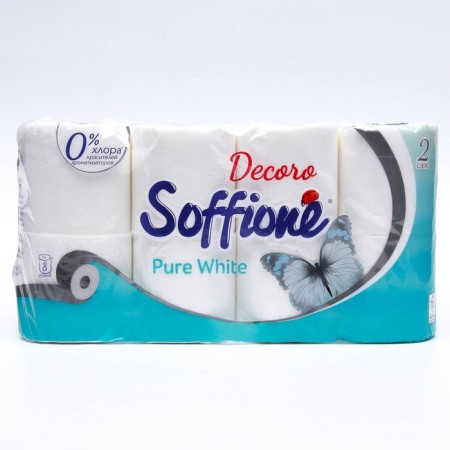 Soffione Pure White toilet paper, 2 layers, 8 rolls