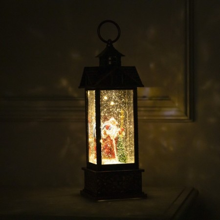 LED figure “Lantern with Santa Claus and Gifts” 10 × 30 × 10 cm, plastic, AAX3 batteries (not complete), USB, glow warm white-4