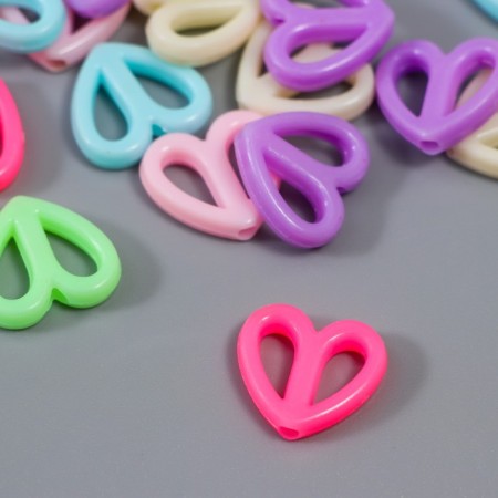 A set of beads for creativity plastic "Heart of halves. Pastel colors" 15 g 1.5 cm-1