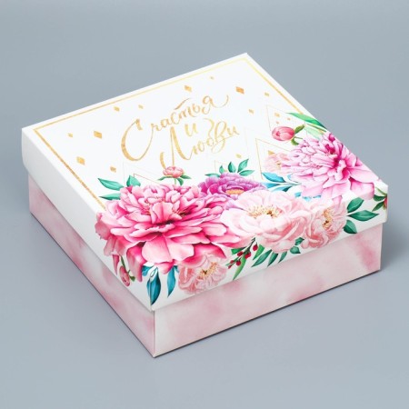 Gift folding box, packaging, "flowers", 17 x 17 x 7 cm-1