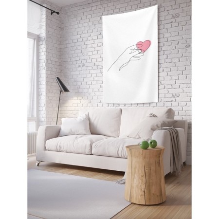 Decorative panel with photo printing "Heart in the hands", vertical, size 150x200 cm