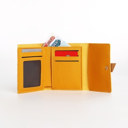 Women's wallet on the button, yellow color-3