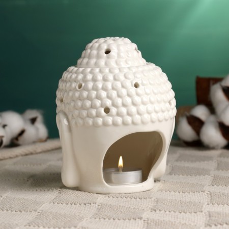 Aroma lamp - a stand for incense "Buddha" 12x10cm, white-1