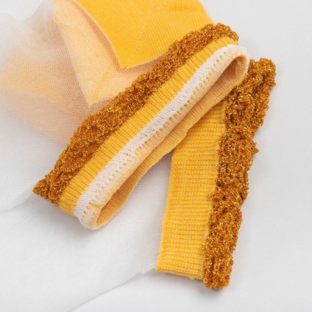 Women's socks glass minku "flowers", yellow color, size 35-37 (23 cm)-4
