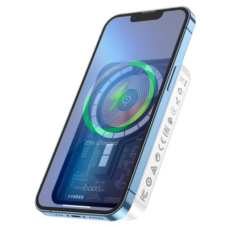 External battery Hoco Q10A, 10,000 mAh, Type-C, 2 A, wireless charging, white-3