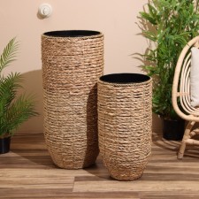 A set of wicker pots, 2 pcs, 80x35x35/57x30x30 cm