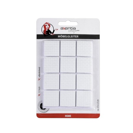 Furniture stickers protective Axentia, self -adhesive, square, white color, 2.5x0.4x2.5 cm, 12 pcs