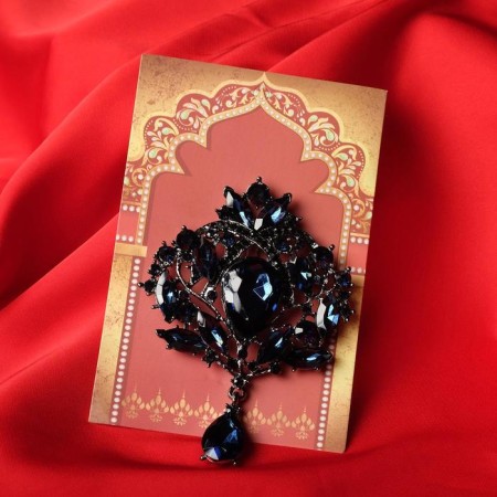 Brooch "Imperial", blue color in gray metal-1