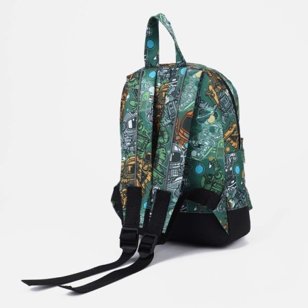 Baby backpack with zipper, external pocket, reflective strip, green color-1