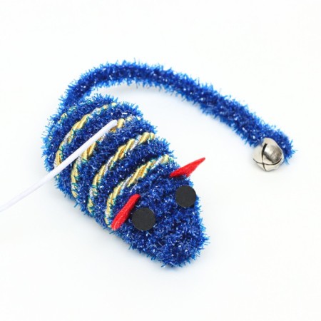 Domesticon with a shiny mouse on a wooden handle, blue-1