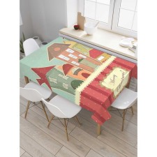 The tablecloth on the table 