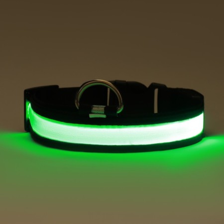 Collar with backlight Flash 3 glow modes size L, Osh 45-52 x 2.5 cm Green-3