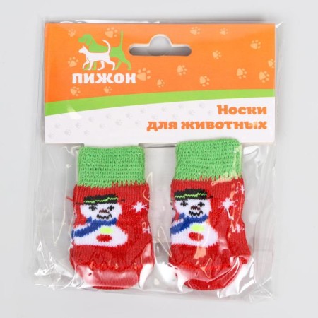 Nosks non -slip "snowmen", s (2.5/3.5 * 6 cm), set 4 pcs, red-1