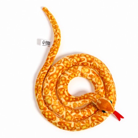 Soft toy "Snake", 30 cm, orange color, yellow-6