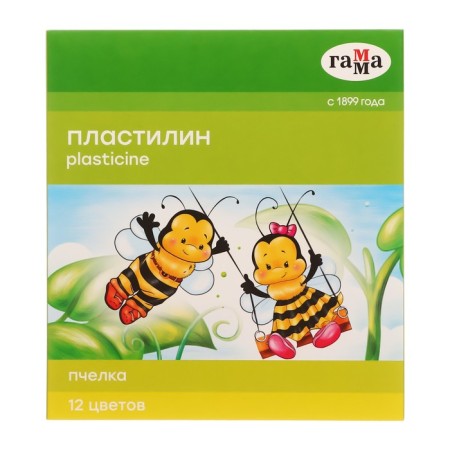 Soft plasticine (wax), 12 colors, 180 g, gamma "bee", with a stack-4