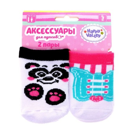 Panda dolls, socks, 2 pairs-6