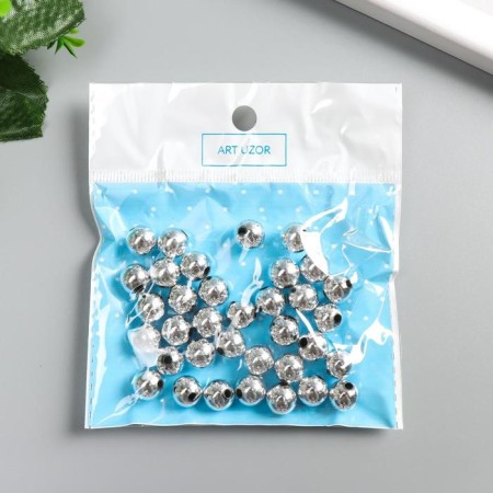 Beads for creativity plastic "silver" set 20 g 1x1 cm-3