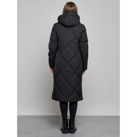 Coat insulated winter female, size 44, black color-3