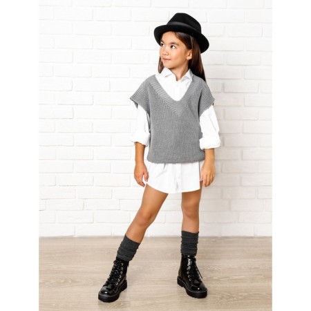 Жилет для девочки Amarobaby Knit, рост 134 см, цвет серый-8