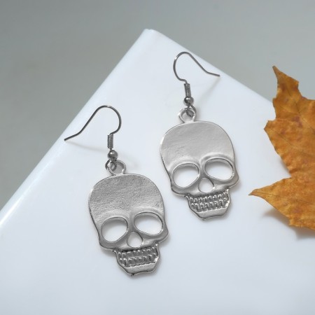 Earrings Metal "Gothic" Skull, color silver-2
