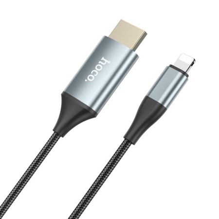 Adapter Hoco UA15, Lightning - HDMI, 2 m, aluminum alloy + woven wire, gray-5