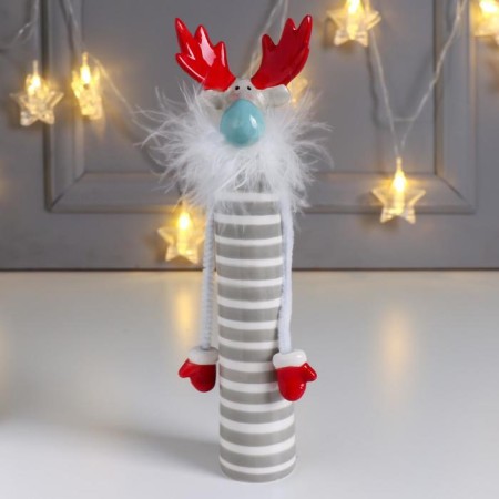 Souvenir Ceramics "High Elk" striped with red horns 22.3x5x6.3 cm