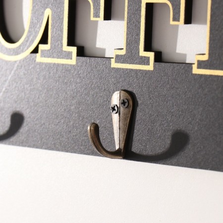 Hooks decorative wood "coffee" black with gold 3x30x12 cm-2