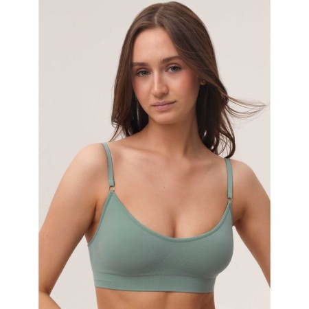 Female top on thin adjustable straps with mirey top with cup cups, size 50, turquoise color
