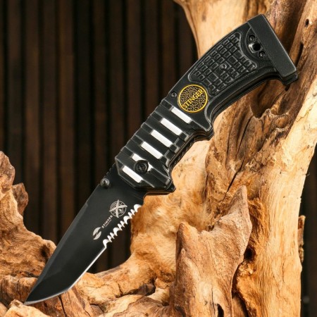 Singer folding knife with a clip, 90 mm, hilt: steel, aluminum, plastic, cardboard box