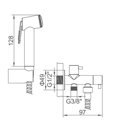 Accoona A3290-7 bidetre, with a hygienic shower, wall, chrome-8