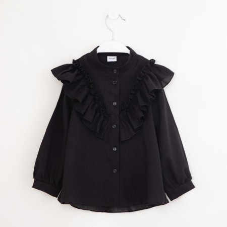 Рубашка для девочки MINAKU: Cotton collection, цвет чёрный, рост 110 см-4