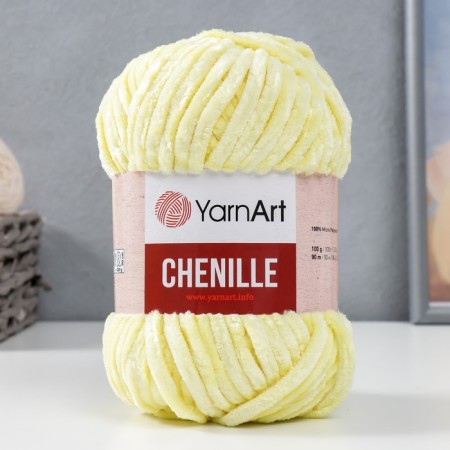 Yarn "Chenille" 100% micropoliester 90m/100g (561 yellow)