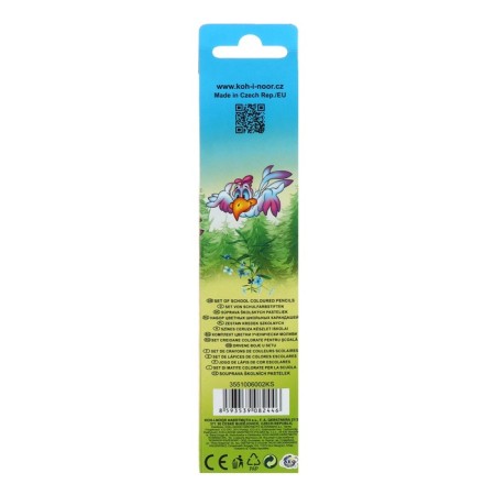 Pencils 6 colors Koh-I-Noor 3551, "birds", cardboard packaging, euro handle-3