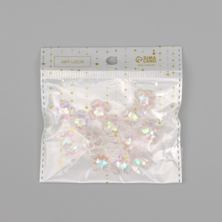 Beads for creativity plastic "Four -leaved flower" set of 20 pcs Transparent pearl. 1.6x1.4 cm 9104-3