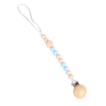 Holder for the dummy is wooden, beige/blue color, mum & baby-1