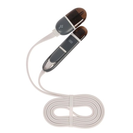 Cable 2 in 1 Luazon, Microusb/Lightning - USB, 1 A, 0.9 m, flat, mix-6