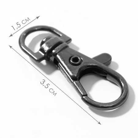 Metal carbine, 35 × 15 mm / 9 × 1.5 mm, 10 pcs, black color-1