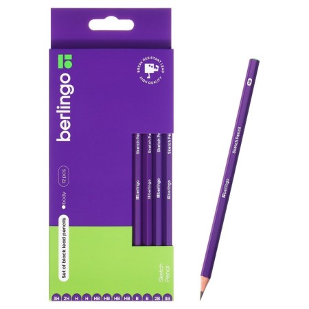 A set of pencils of the b/g of different hardness 12pcs Berlingo 3H-3b, sharpened., K/pack.