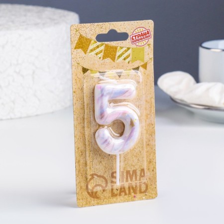 Candle in the “White Marble” cake, the number “5”, 5.5 cm-1