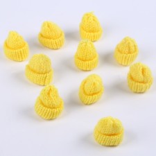 A knitting hat knitted, set 10 pcs., Yellow color, size 1 pc. - 3 × 4 cm
