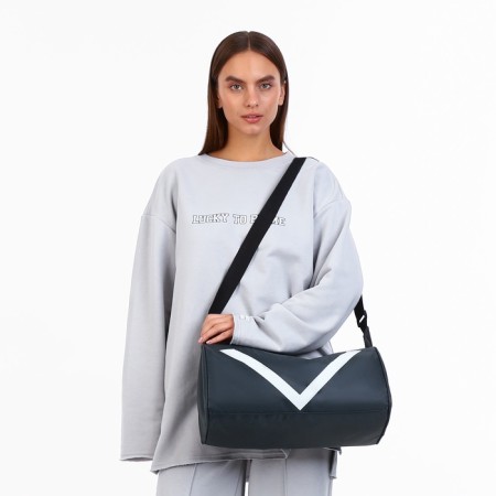 Sports bag with lightning, long belt, gray color-5
