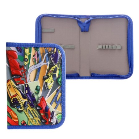 School pencil case with a zipper 13 x 19.5 cm "cars" fabric, 1 section