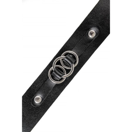 Pecado BDSM chocker-sewer, with connected rings on the substrate, genuine leather, black-5
