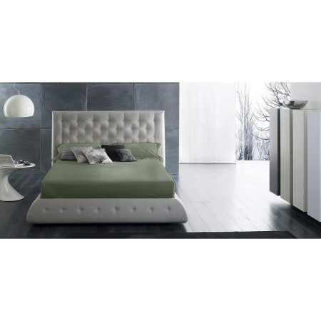 Satin Luxe sheet, size 240x260 cm, Sicilian olive color-1